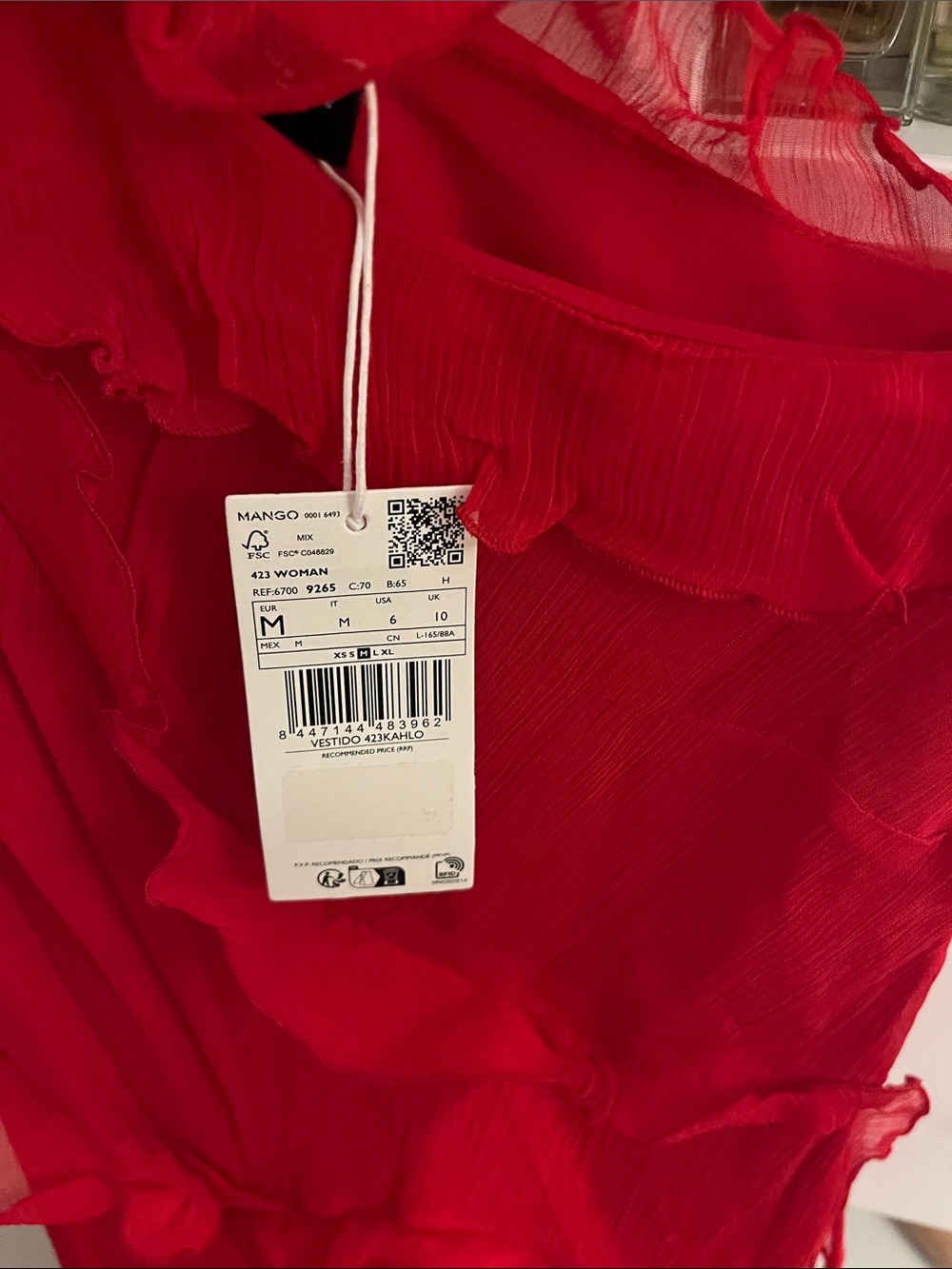 Mango Red One-Shoulder Ruffle Gown - Picture 2 of 5